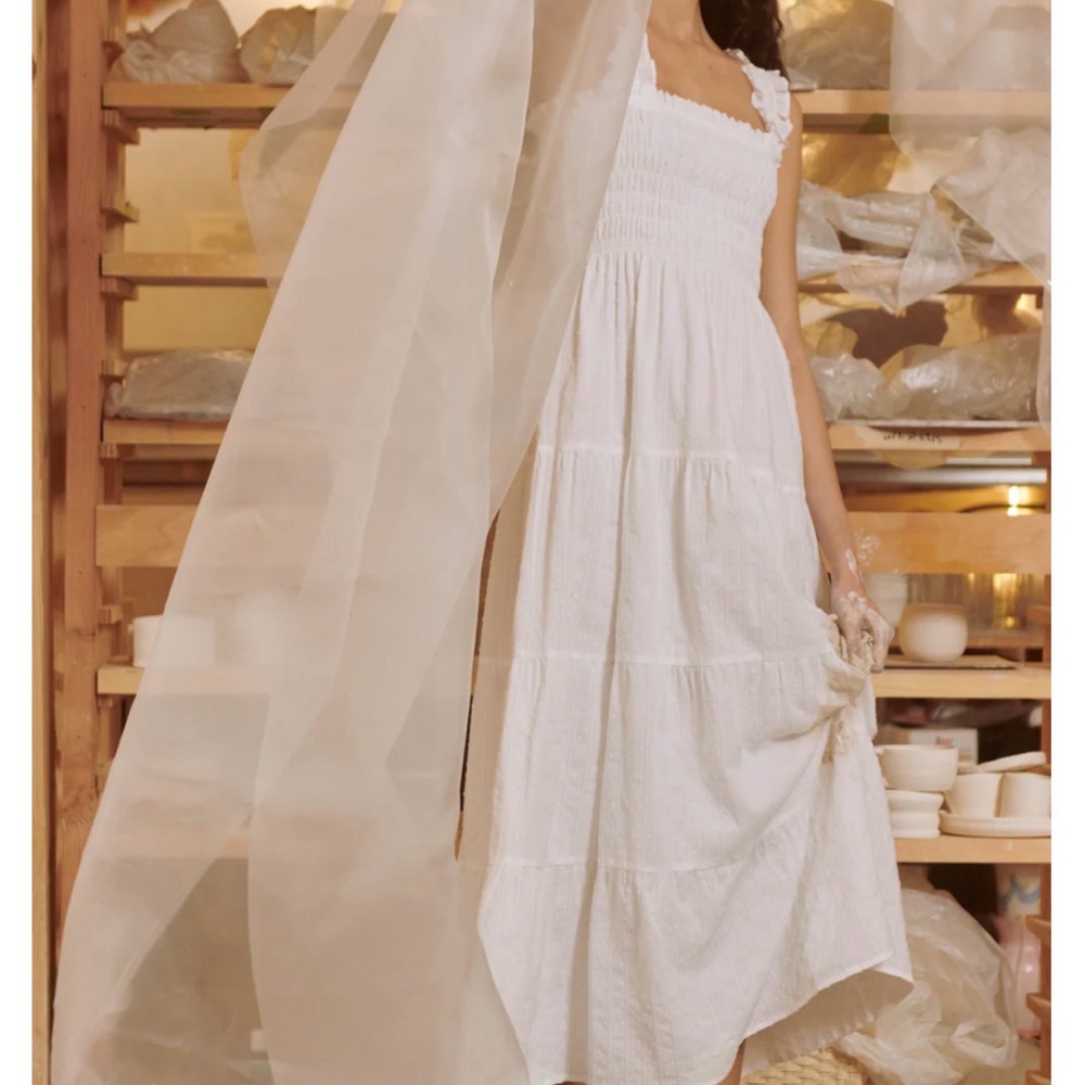 Hill House The Kimmy Nap Dress - White Linear Swiss Dot - Picture 4 of 5